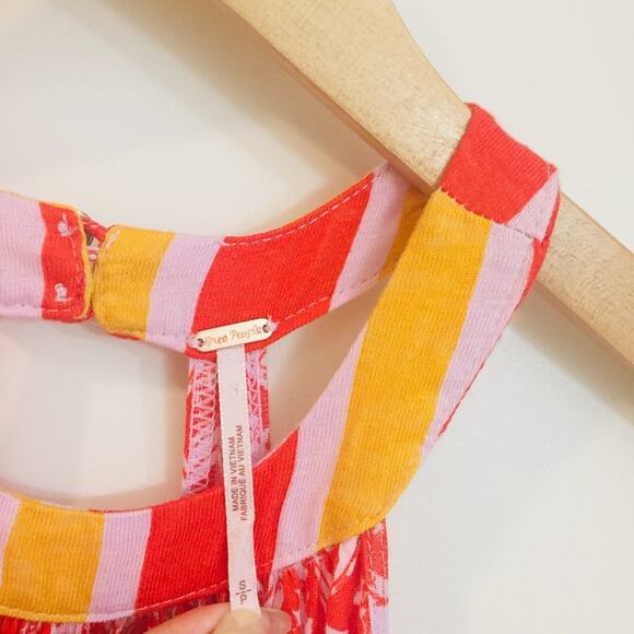 FREE PEOPLE Orange Mimi Boho Tunic Swing Top Small $88 NWT Summer Floral - Picture 10 of 12